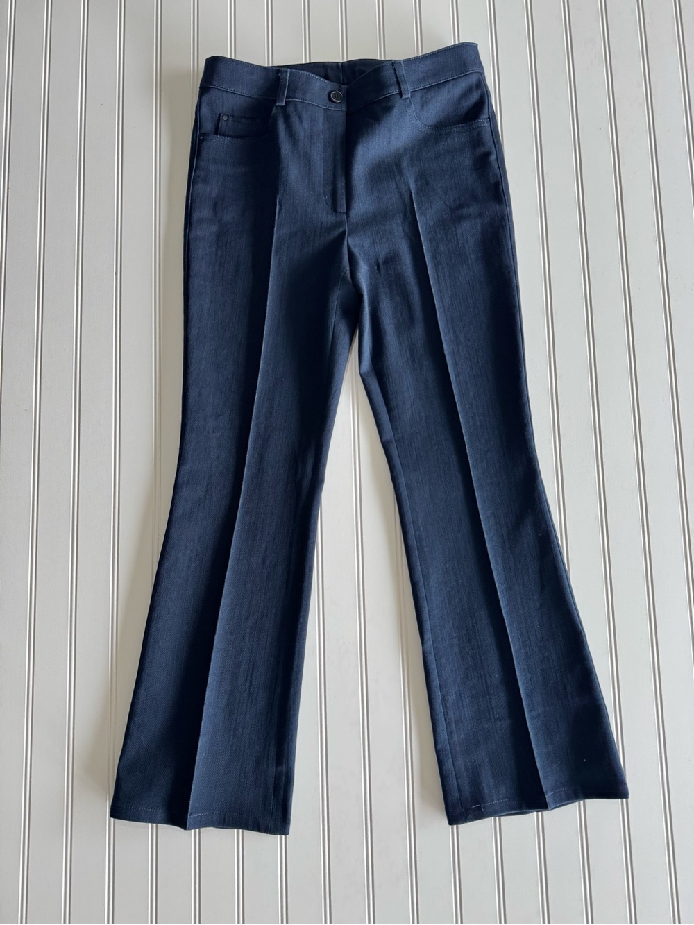 Akris Punto Navy Pintuck Bareback Bootcut Jeans - Size 4